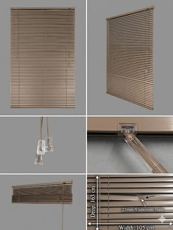 Aluminium venetian blinds 25mm– Beige/ brown, 105x163 cm