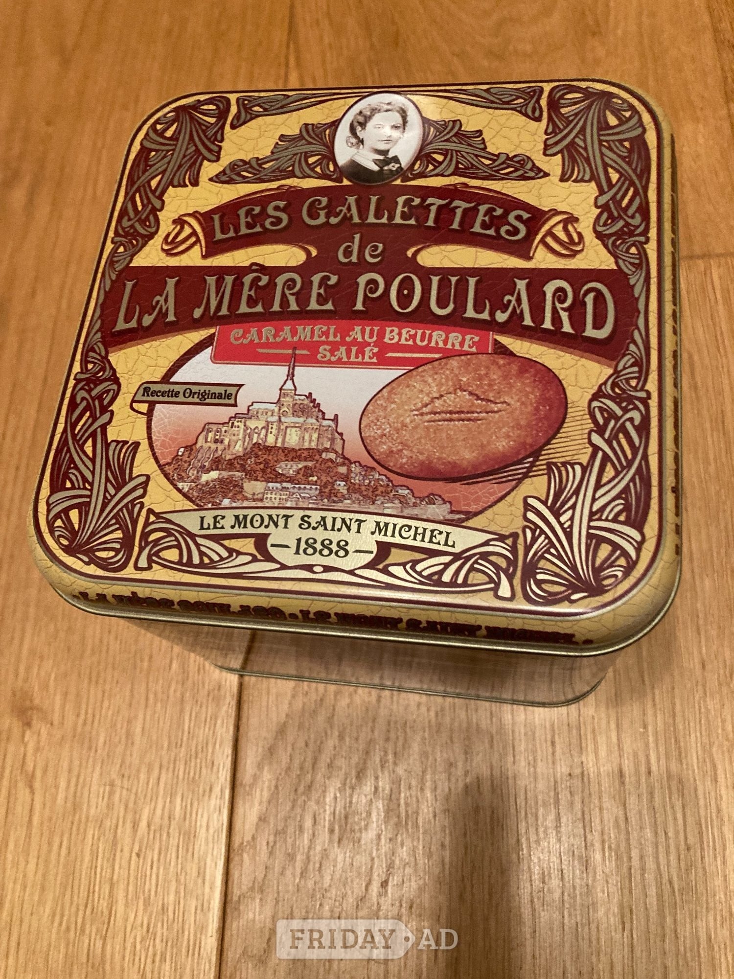 Empty Biscuit/Cookie Tin 500g: Les Galettes de La Mere Poulard. in Crawley