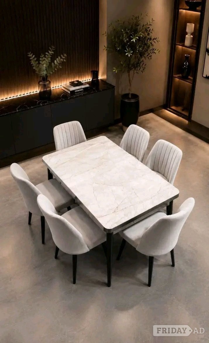 sintered stone or ceramic lovely dinning set up 