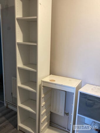 White bookcase and trofast