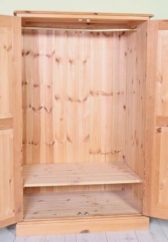 UK Delivery-Small Second-Hand Waxed Pine Wardrobe Rail & Shelf 