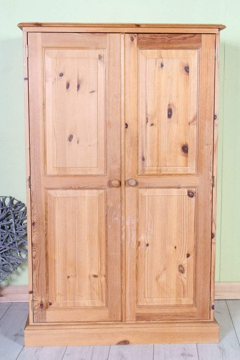 UK Delivery-Small Second-Hand Waxed Pine Wardrobe Rail & Shelf  - Furniture