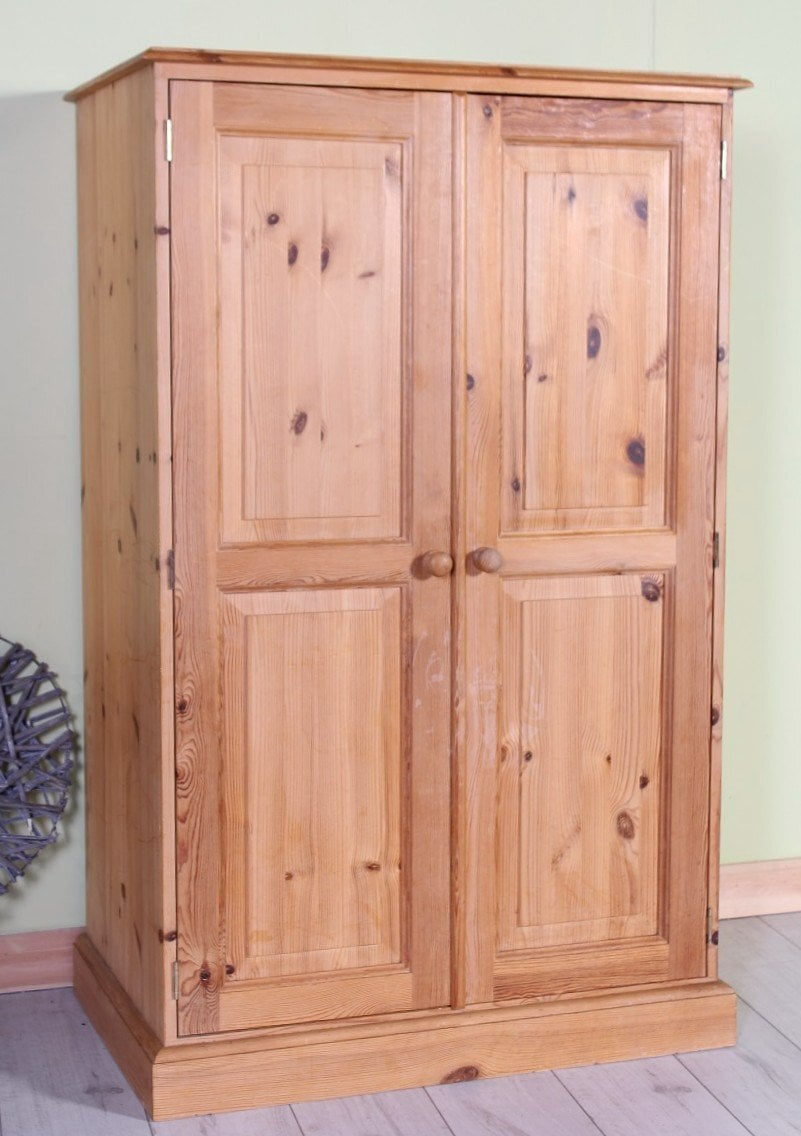 UK Delivery-Small Second-Hand Waxed Pine Wardrobe Rail & Shelf 