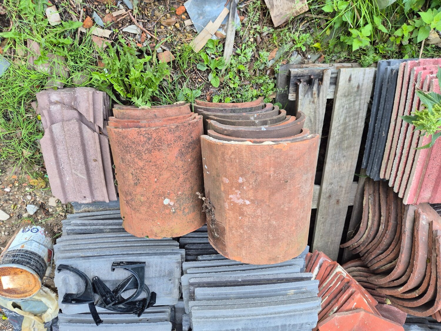 Various roofing tiles ridges bonnets valleys