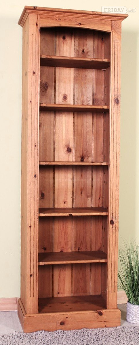 UK Delivery - Tall Pine Bookcase 5 Strong Shelves Waxed in Hailsham