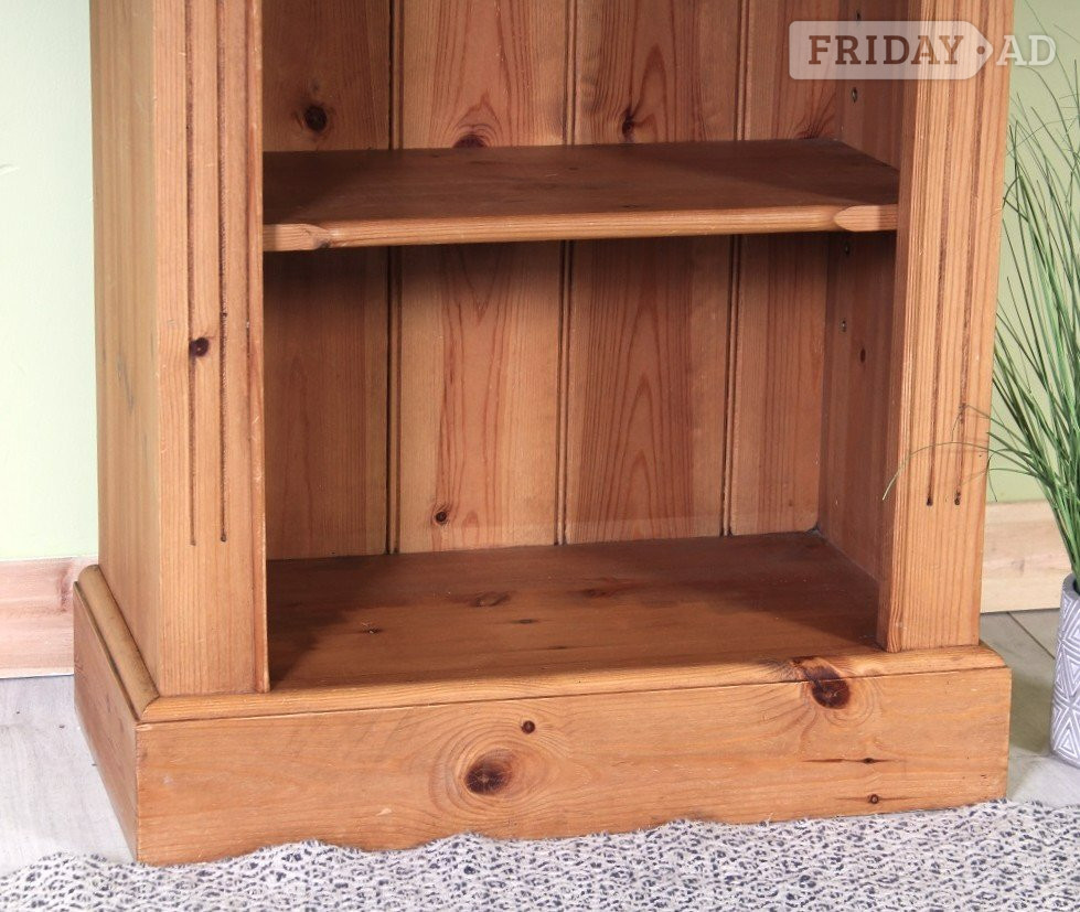 UK Delivery - Tall Pine Bookcase 5 Strong Shelves Waxed