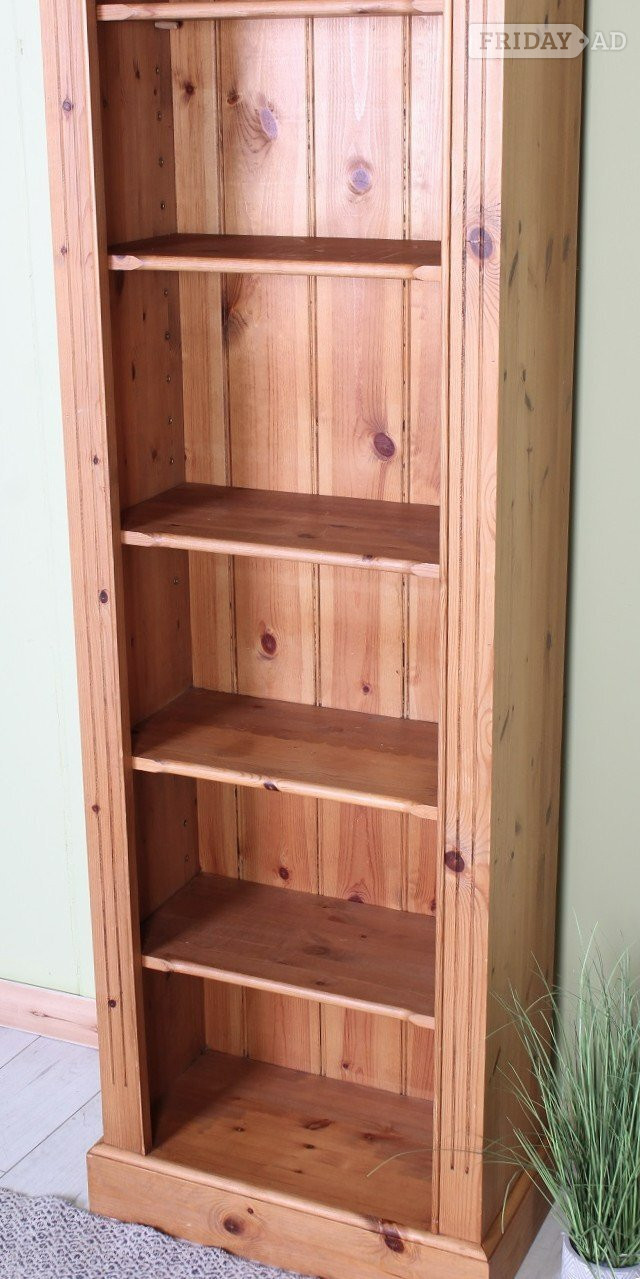 Hailsham UK Delivery - Tall Pine Bookcase 5 Strong Shelves Waxed