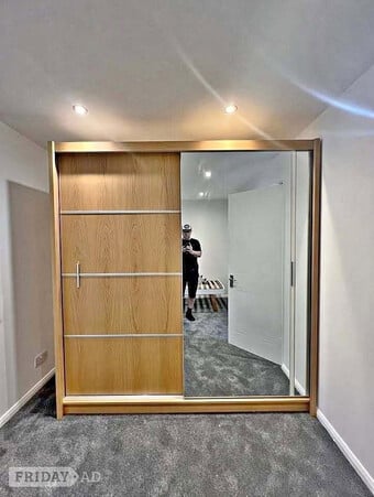 Oak 203cm wardrobe ¬ 2 sliding door wardrobe 