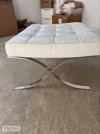Barcelona white leather stool