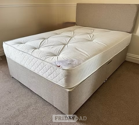 double apollo mattress with divan base and headboard  - Furniture