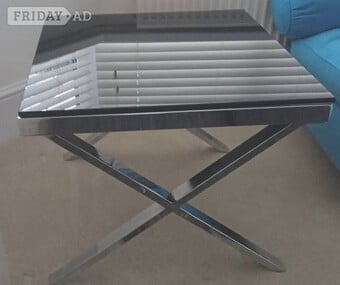 Chrome and Black Glass Sq Contemporary Coffee/ Side Table
