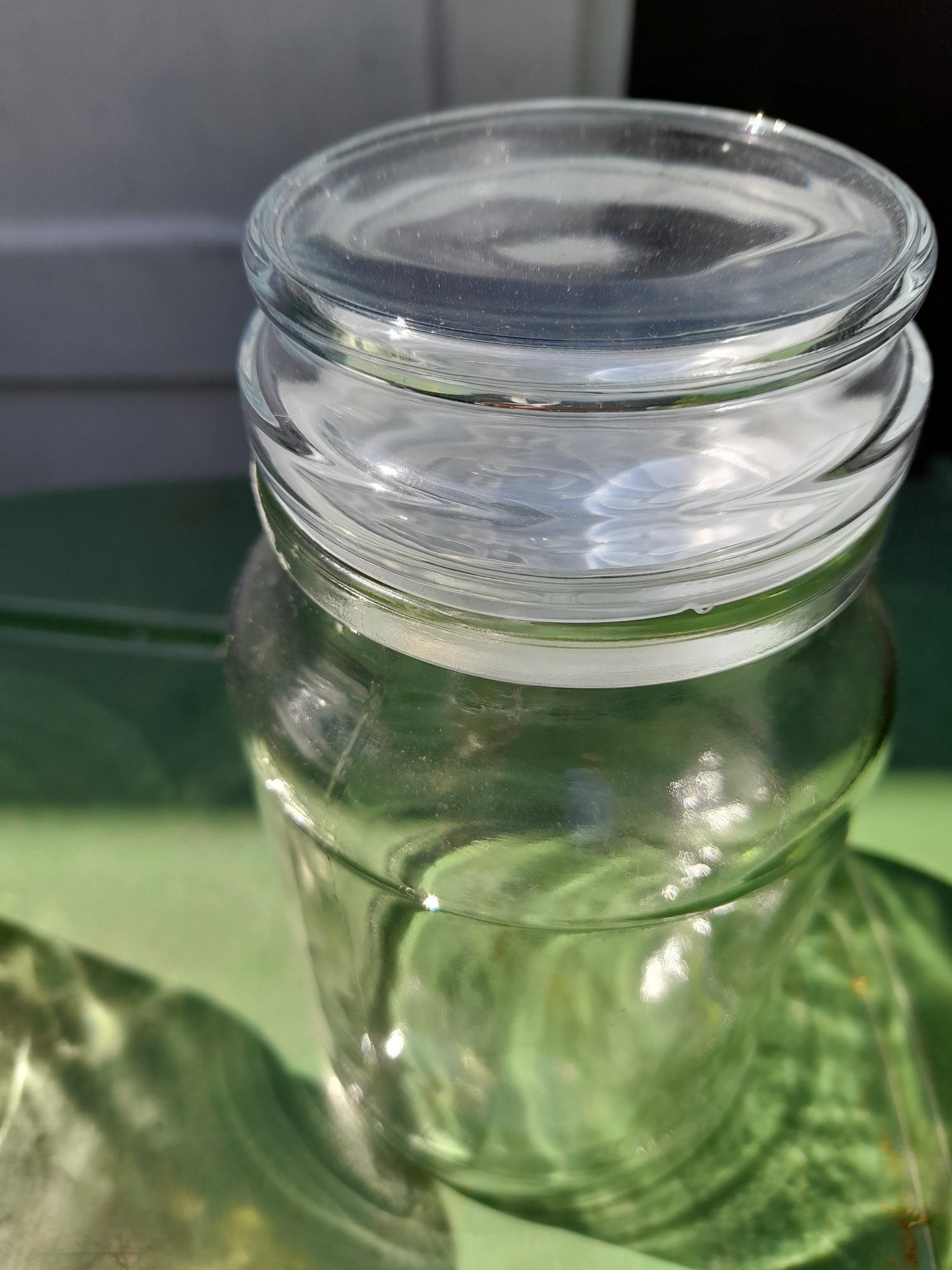2 glass storage jars 