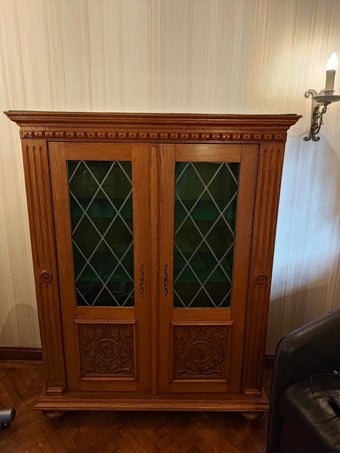 Wooden Glazed  (green) Bookcase Display cabinet