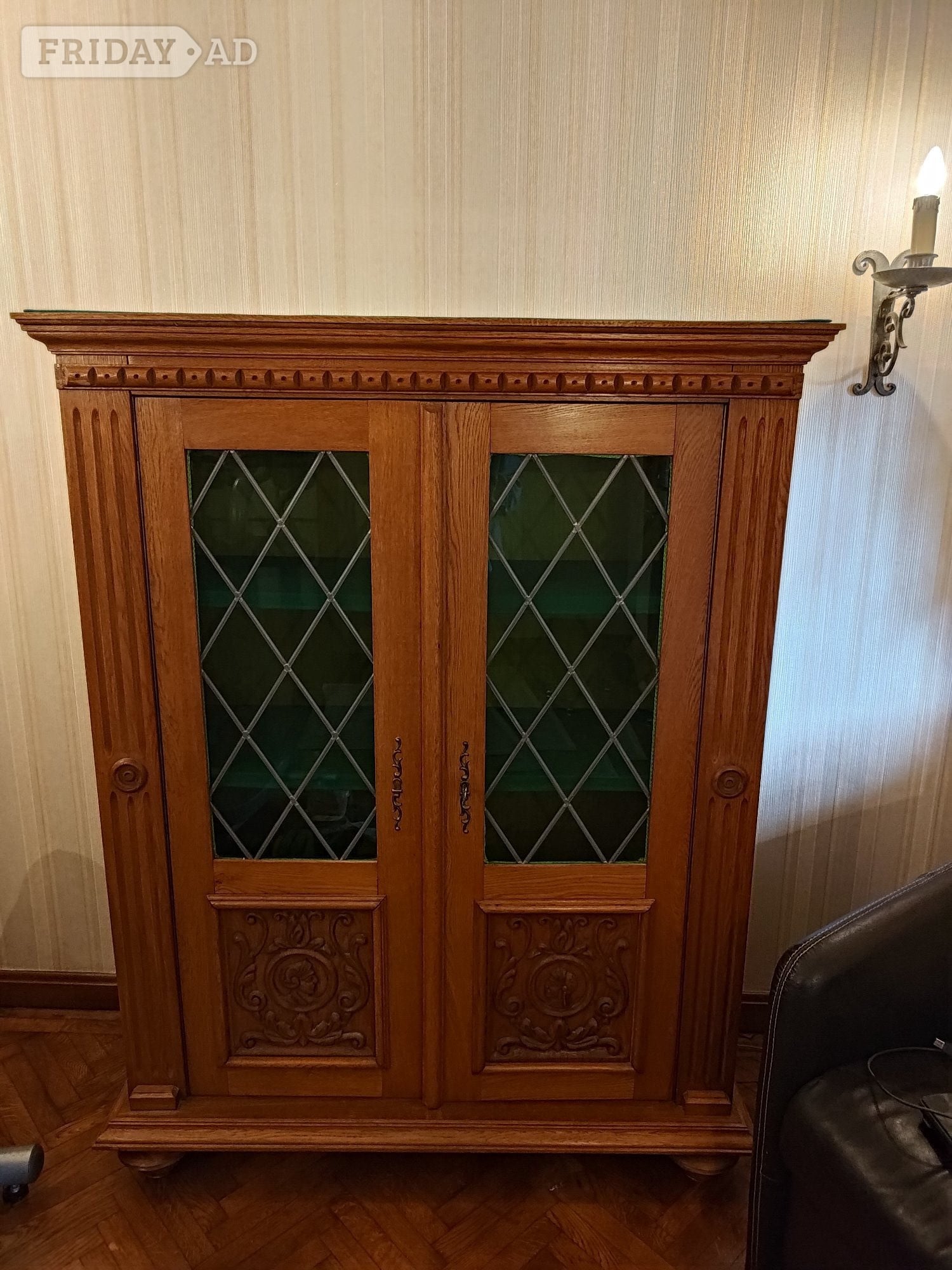 Wooden Glazed  (green) Bookcase Display cabinet in Eastbourne
