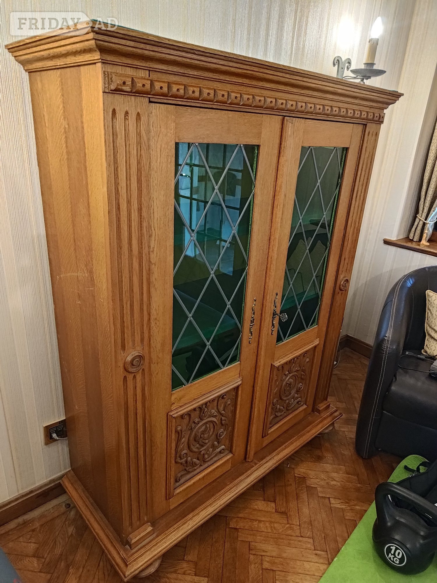 Wooden Glazed  (green) Bookcase Display cabinet