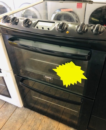 Zanussi black 60CM Wide Electric cooker with dual oven & grill 