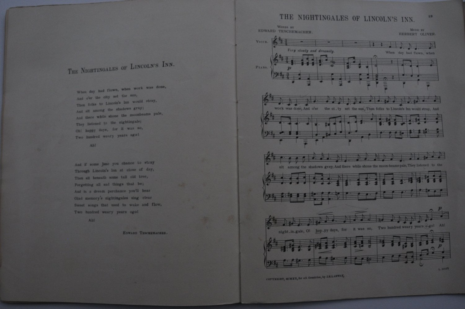 Hartley Wintney Antique Music Song Book: Songs Of Old London 1912 (Rare Version)