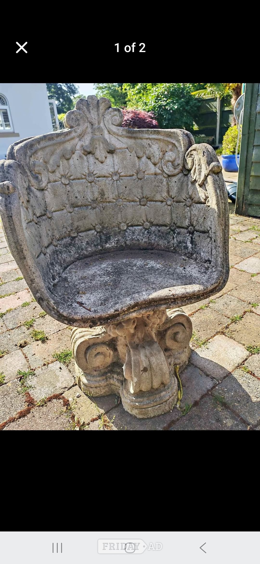 Stone garden chairs x2