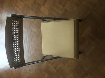 Folding stool : kids or footrest 11” X 11” X 21” high back.   Calls only