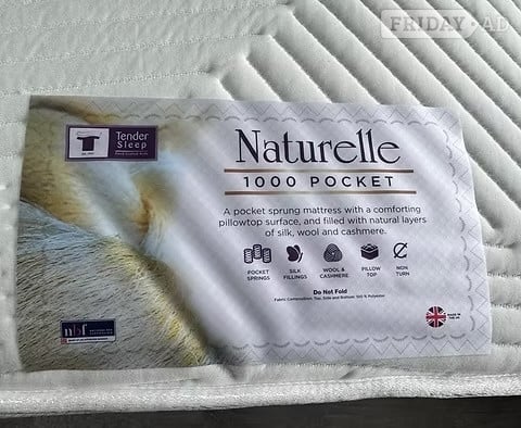 KING NATURELLE 1000 POCKET MATTRESS 2 DRAWERS BASE & HEADBOARD  - Furniture in Rotherham