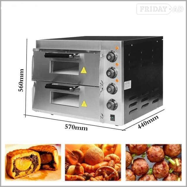 BEST SELLER! Commercial 2-Deck Electric Pizza Stone Base Oven 16"