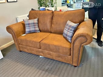  Brown/Tan Leather 2 Seater Sofa & 3 Seater Sofa Set for Sale