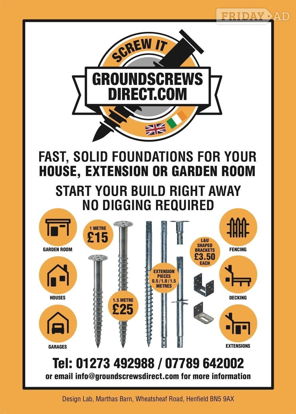 Ground screws for sale in Henfield