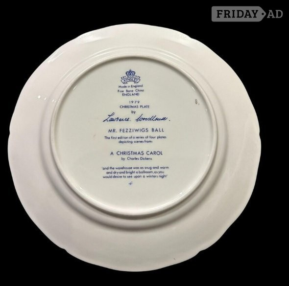 1979 Aynsley Christmas Plate: Mr. Fezziwig's Ball, Dickens Carol