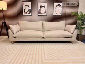 Loaf Slow RIser Beige Velvet 2 Seater Sofa 