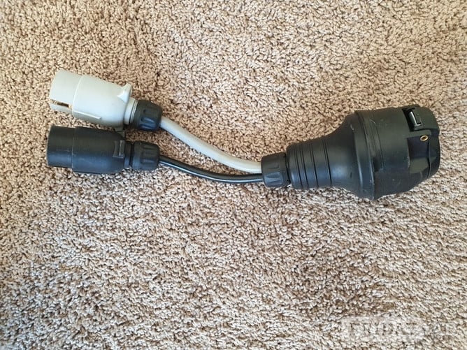 Caravan electrical towing lead - caravan 13 pin socket (female) with attached lid, to two 7 pin N & S vehicle sockets - Parts & Accessories in Weston-Super-Mare
