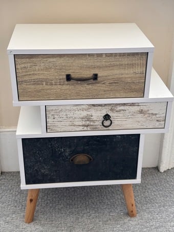 Funky Multicoloured 3-Drawer Bedside Table - Good Condition