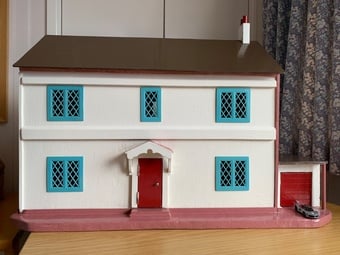 Dolls House, wooden construction with furniture, fully carpeted 