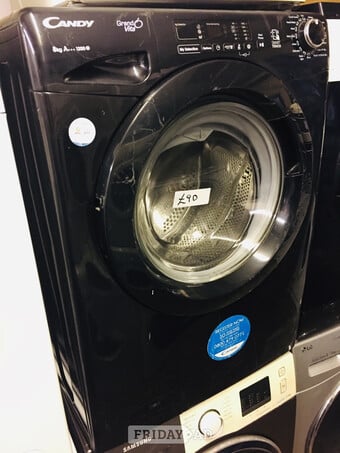 Black Candy 8KG load washing machine with A+++ energy saver.