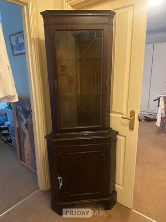 Dark Oak Corner Display Cabinet