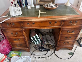 Mahogany Desk, leather top, good used condition