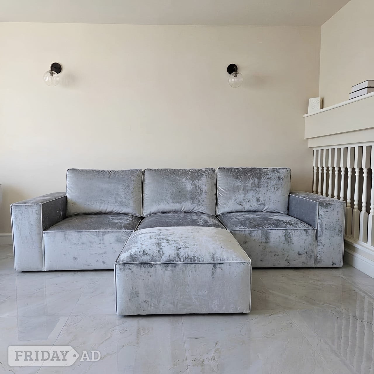 Steel/Ash Grey/ Silver Velvet Sofa, Modular 3/4 Seater Sofa With  in London