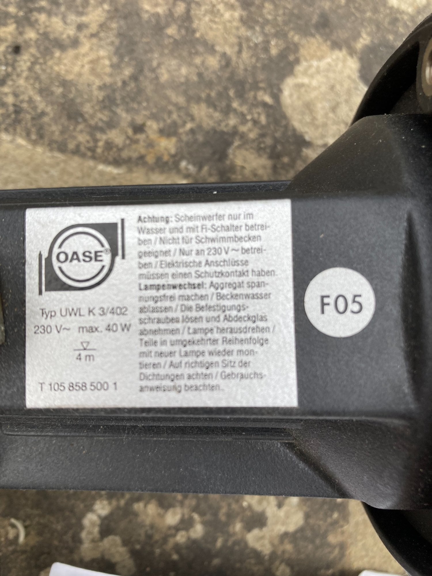 Crawley Oase Lunaqua 3 Under Water Spot Light - UWS K3/230v