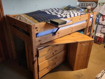 Mid sleeper bed for child - solid pine wood
