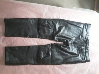 Mens Black Leather Bike Pants 