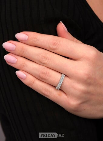  Comfort Fit Mini Radiant Diamond Engagement Bands for Women