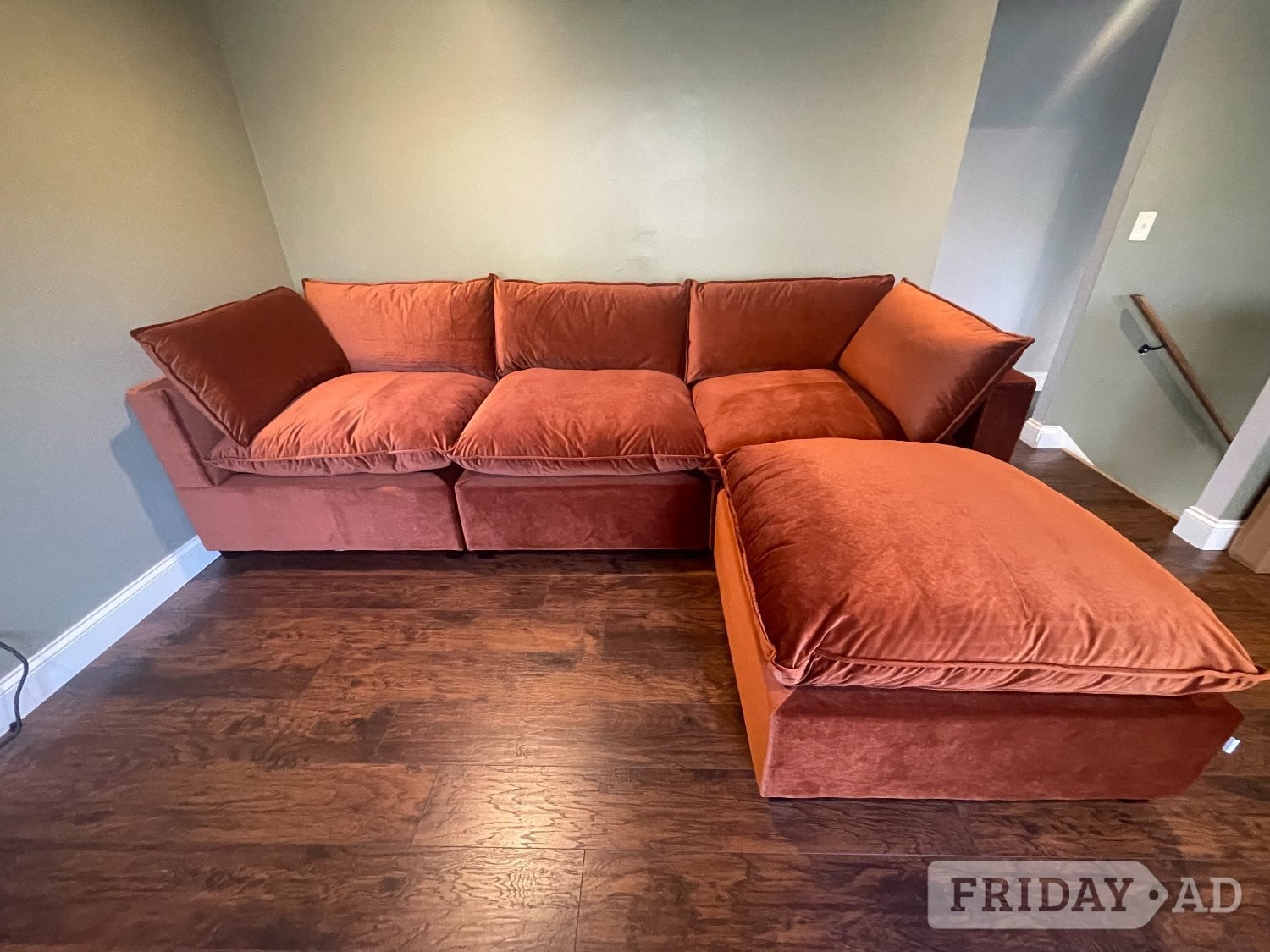 Modern Burnt Orange 4x Seater Cloud Albnay Park Comfy Couch 