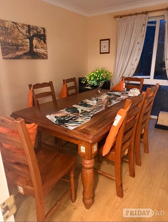 Solid Wood 6-Seater Dining Table & Chairs