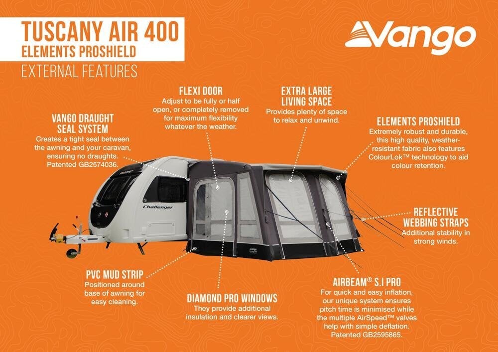 Vango Tuscany Air 400 Elements Pro-Shield - Hobbies & Leisure