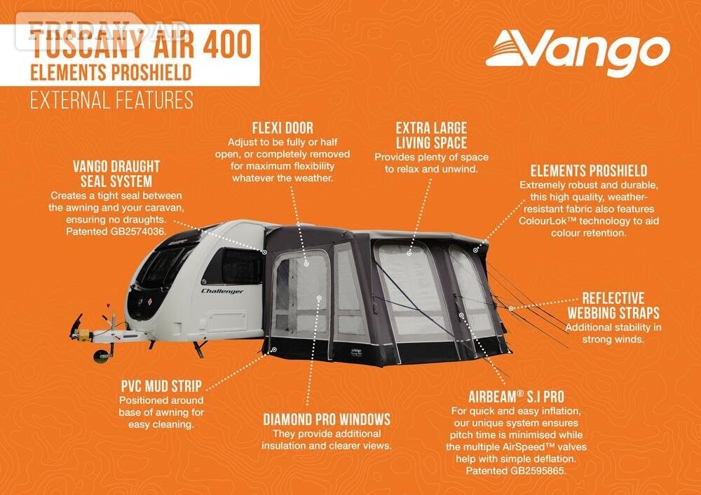 Vango Tuscany Air 400 Elements Pro-Shield - Hobbies & Leisure