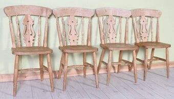 Delivery Options - 4 Beech Rustic Farmhouse Fiddle Back Chairs