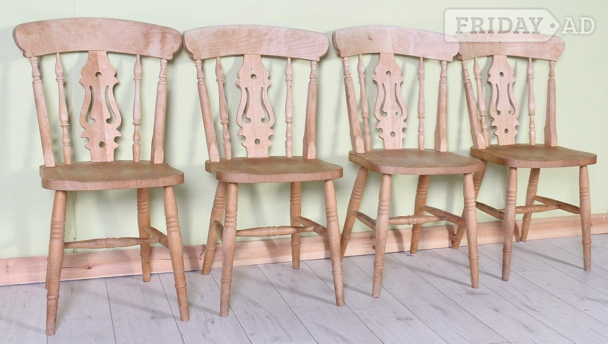 Delivery Options - 4 Beech Rustic Farmhouse Fiddle Back Chairs in Hailsham