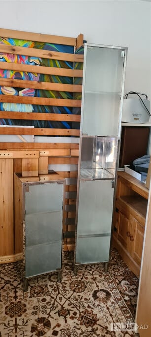 Pair of Chrome Metal Bathroom Cabinets/Wardrobes - DELIVERY AVAIL