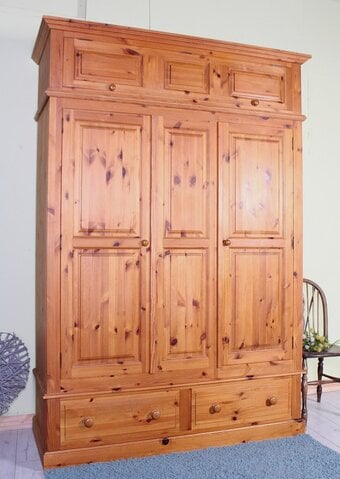 UK Delivery - Large Pine Farmhouse Wardrobe With Top Box Clean In