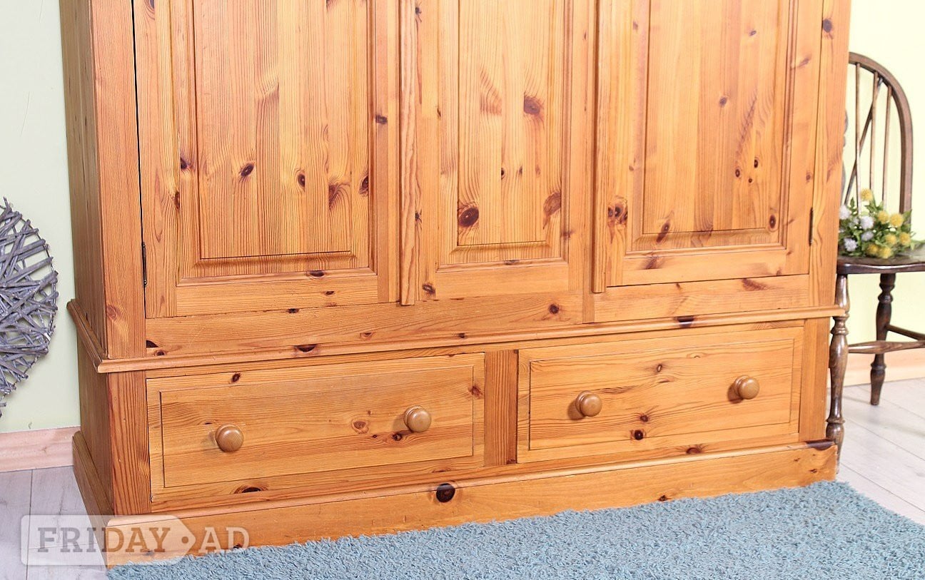 Hailsham UK Delivery - Large Pine Farmhouse Wardrobe With Top Box Clean In