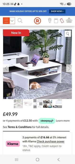 Brand new in original packaging 2 tier coffee table